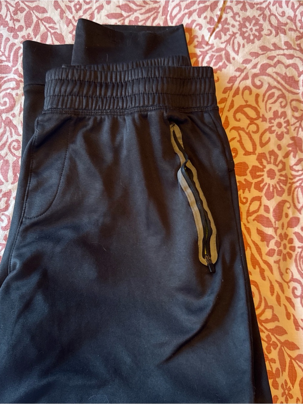 Black Athletic Joggers with Reflective Zipper Detail